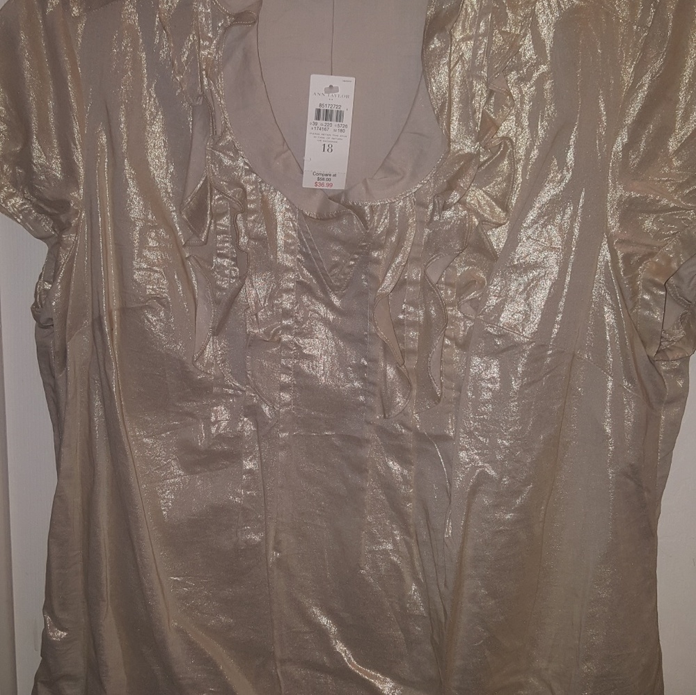 Anne Klein Gold Metallic Blouse